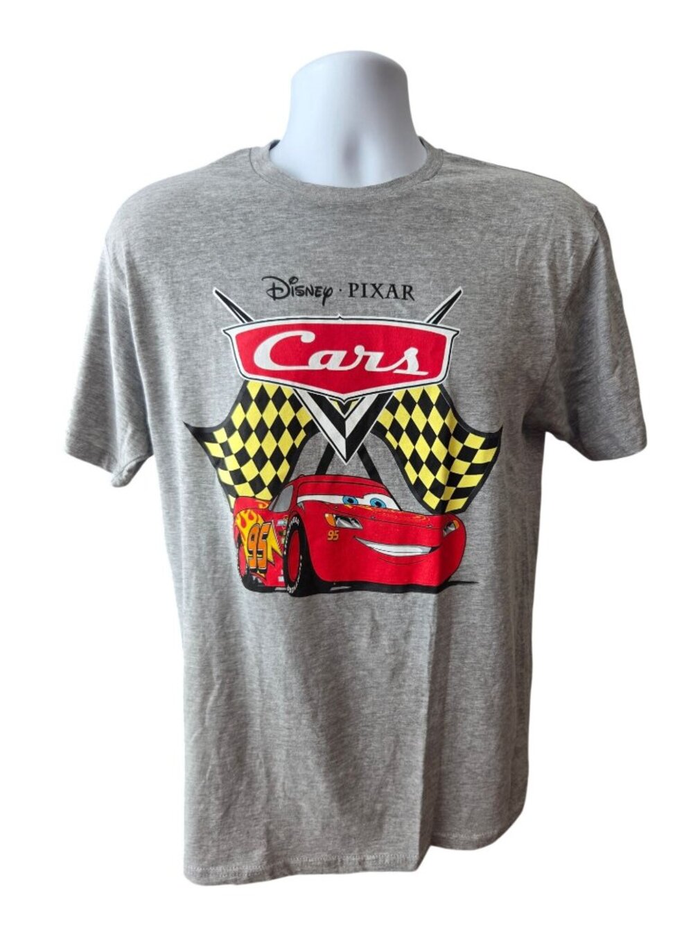 Disney Pixar Cars Lightning McQueen 95 T Shirt Mens M Gray Racing Y2K Graphic